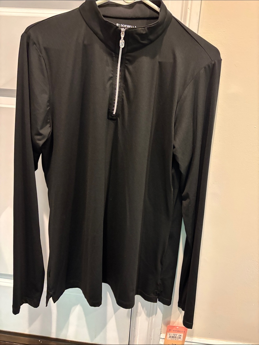 Sofibella Women’s  Black Long-Sleeve Quarter-Zip Pullover 2X. New with tags.